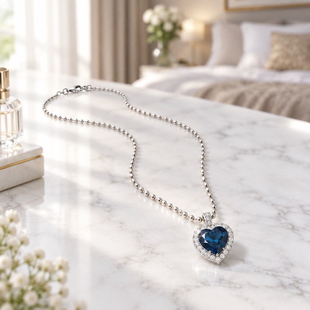Morellato Italian "Collezione Tesori" Blue Heart Pendant Necklace.